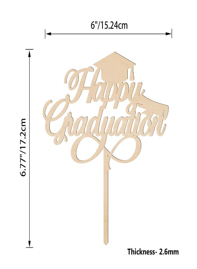Cliths Happy Graduation Cake Topper - Wooden Graduation Cake Decoration, Party Supplies for College & School Graduation, Congrats Celebration, 6.77 x 6 Inch - Image 2